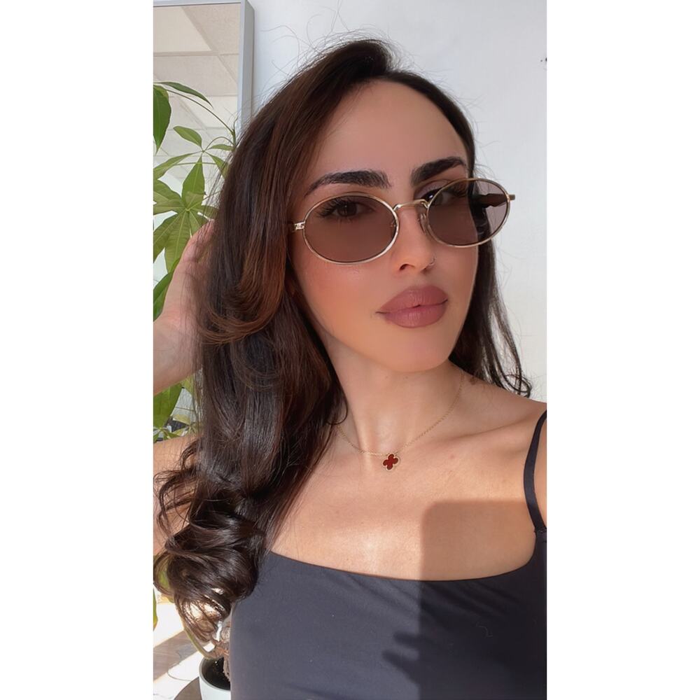 NEW Prada PR65ZS Oval Sunglasses in Gold Purple - Picture 2 of 8